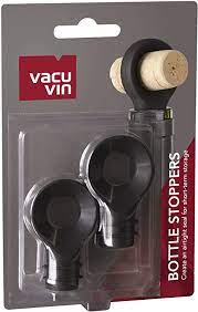 SET 2 PIEZAS TAPON DE BOTELLA NEGRO VACU VIN