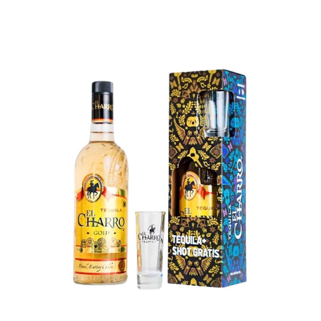 TEQUILA EL CHARRO GOLD MAS VASO SHOT 750 ML