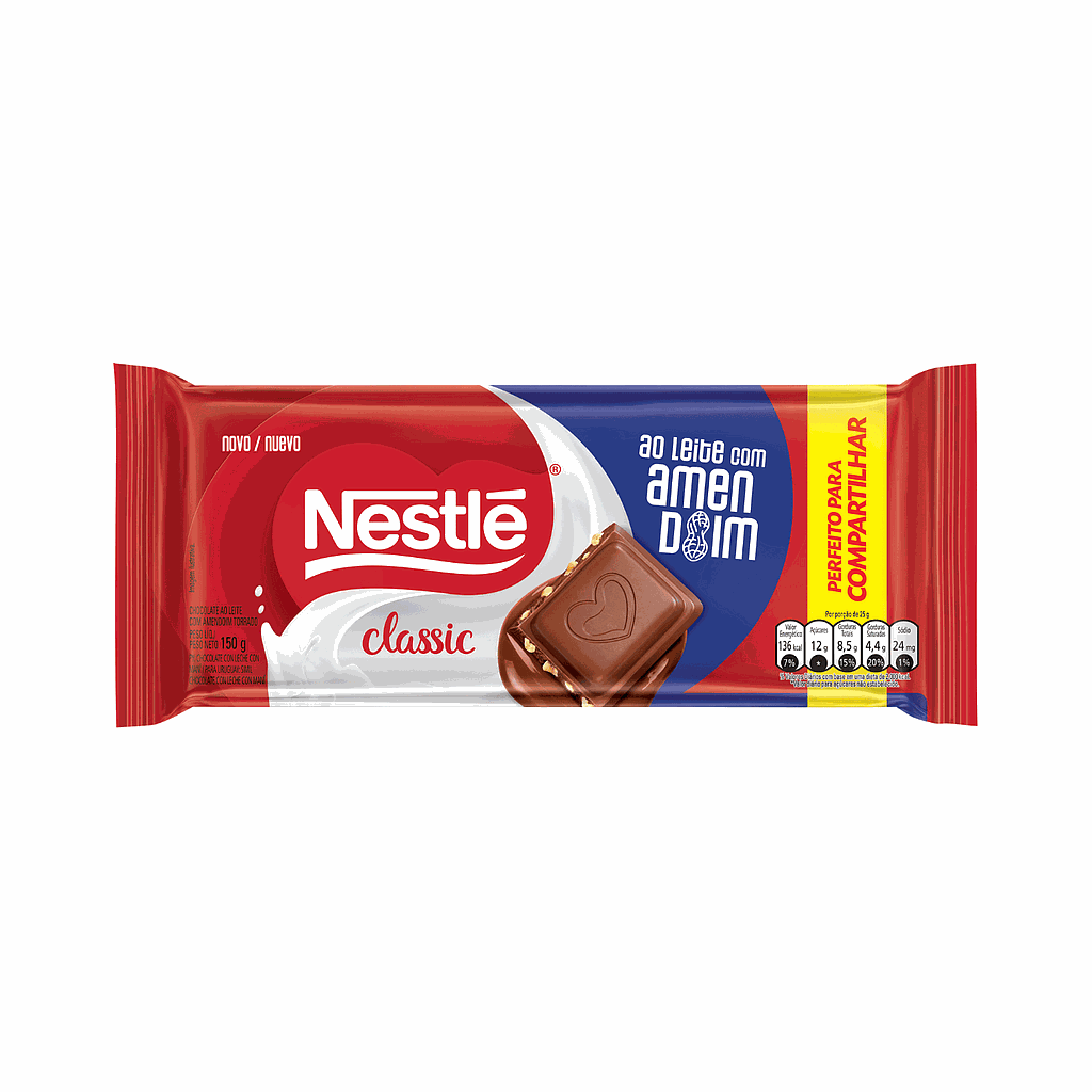 TABLETA CHOCOLATE CLASSIC AMENDOIM NESTLE 150 GRAMOS
