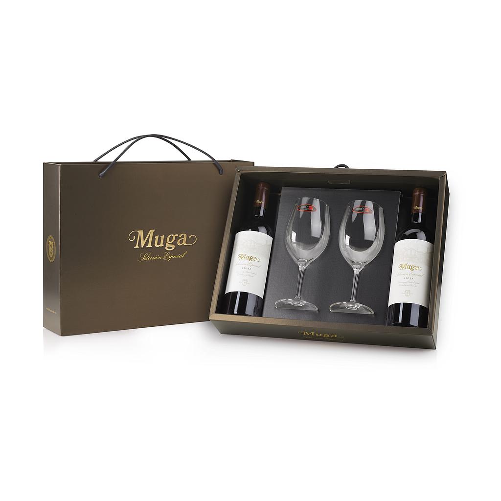 ESTUCHE VINO MUGA SELECCION ESPECIAL 2016 750 ML CON 2 COPAS