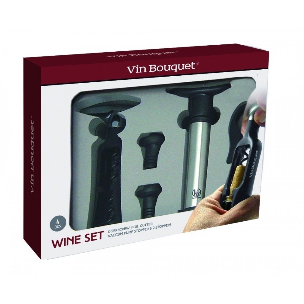 SET 4 PIEZAS ACCESORIOS PARA VINO VIN BOUQUET