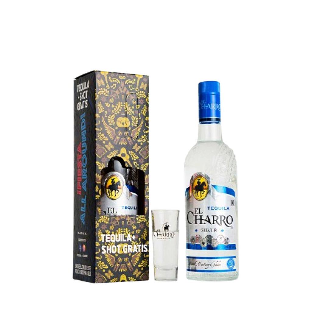 TEQUILA EL CHARRO SILVER  MAS VASO SHOT 750 ML