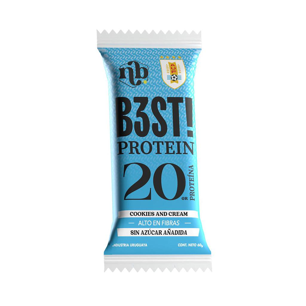 BARRA PROTEINA B3ST! NATURAL BARS COOKIES & CREAM AUF S/AZ AGREGADA 60 GRAMOS
