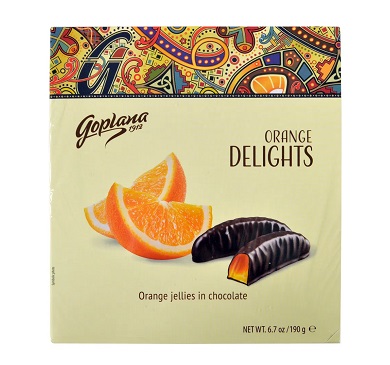 BOMBONES GOPLANA/DELIGHT CHOCOLATE CON NARANJA 190 GRAMOS